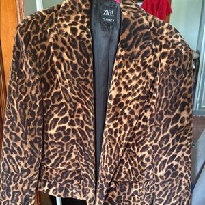 Zara Animal Print Blazer - Brown and Black